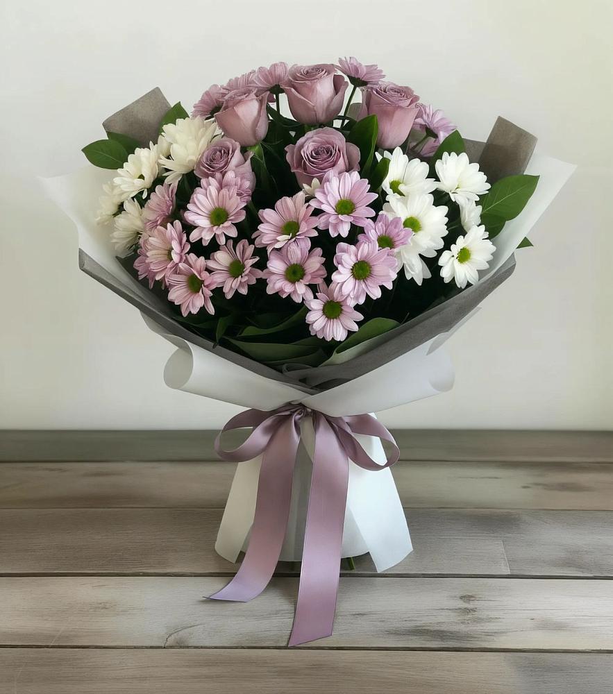 Букет цветов из: Хризантемы и Розы в Новоорловске