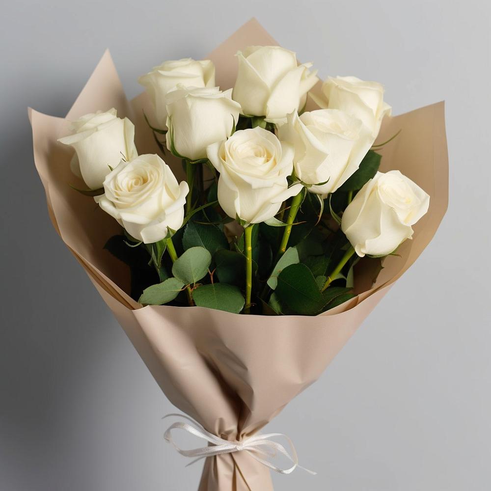 Букет 9 Белых роз Эдлесс Лав в Новоорловске