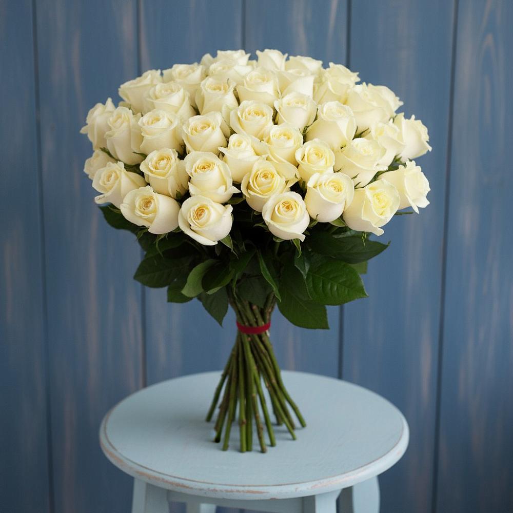 Букет 51 Белая роза Эдлесс Лав в Новоорловске