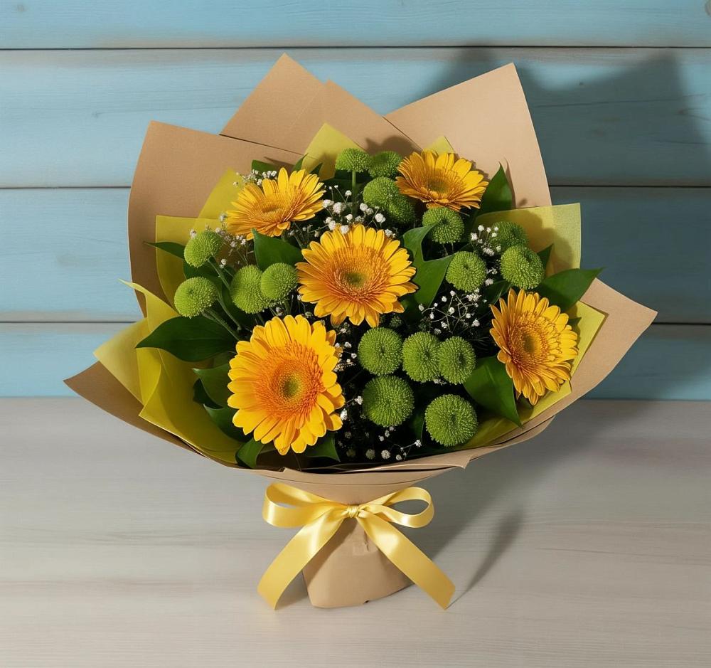 Букет цветов из: Герберы и Хризантемы в Новоорловске