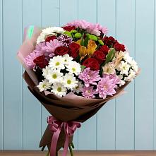 Букет цветов из:  Розы, Хризантемы и Альстромерии в Новоорловске